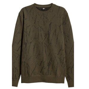 H&M Men’s Jacquard-knit Crewneck Olive Green Sweatshirt   XL
